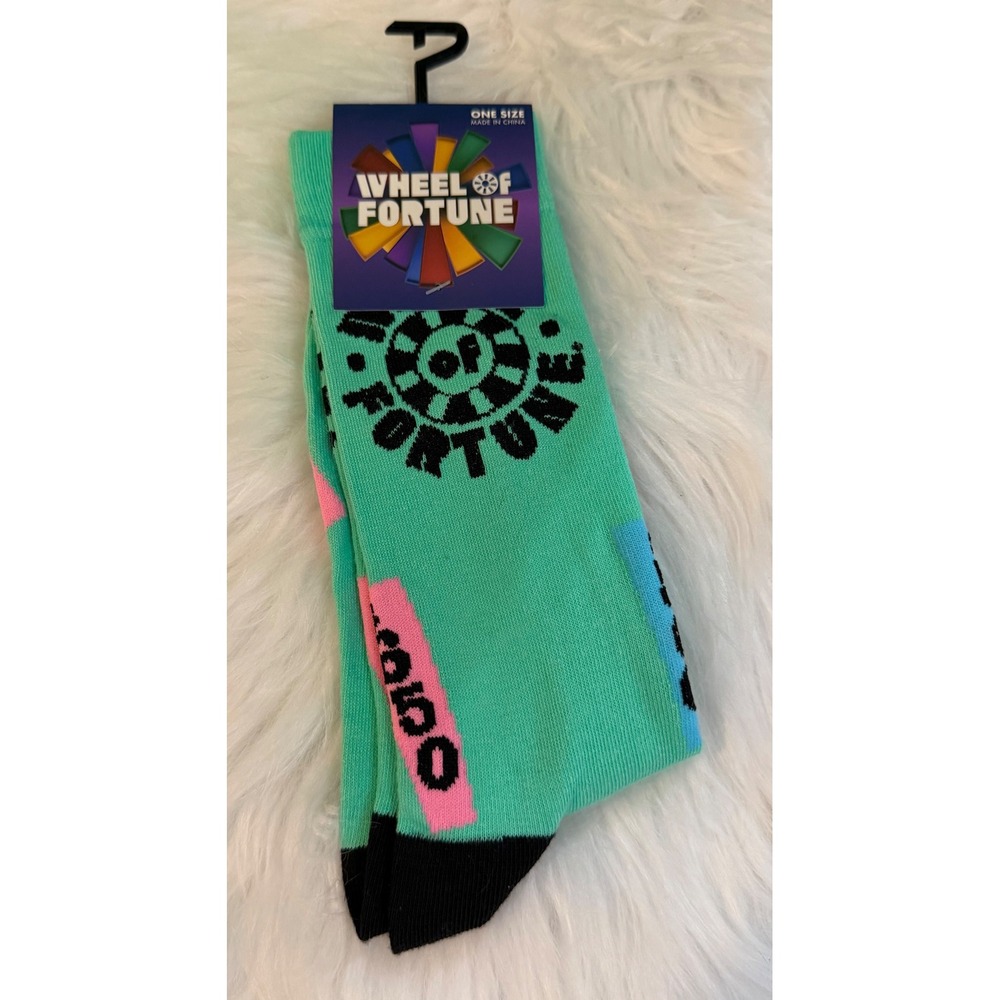 Wheel of Fortune Novelty Crew Socks Mint Green Game Show Official Merchandise